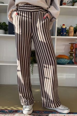 Shoreditch Stripe Lounge Flare Trouser Chocolate & Latte /10 * pre order due approx 10 days